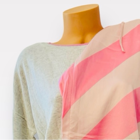 Victoria's Secret Pajama Crew Sweater Top & Satin Pants Stripes Pink - Picture 9 of 9